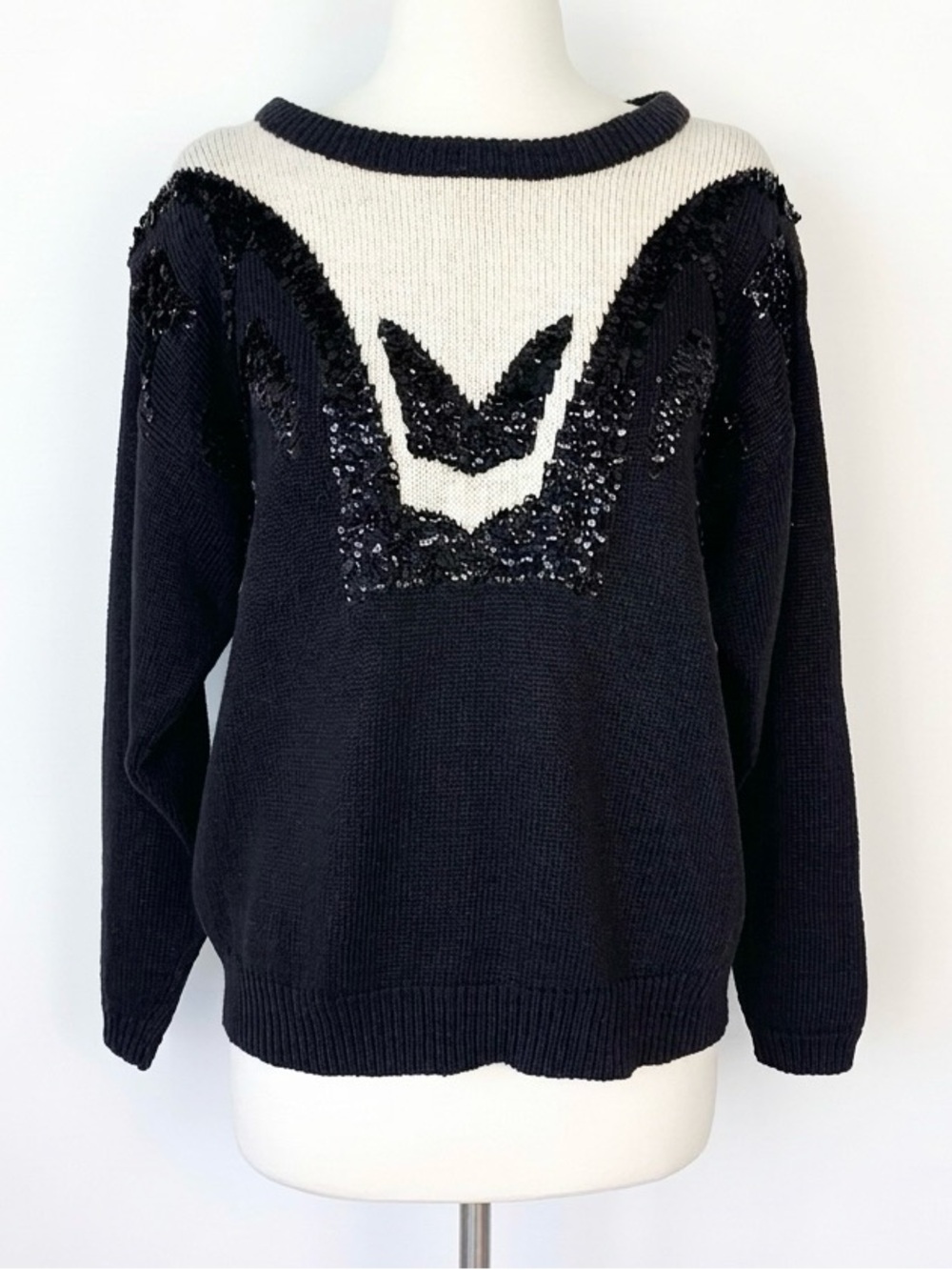 Vintage 90s Reference Point NWT Sequin Star Ramie Cotton Sweater Small Petite